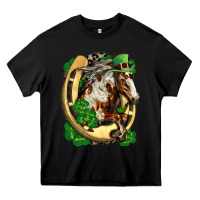 Black Horse with horseshoe st patricks day Heavy Core Tee - FaDigitalArtStudio