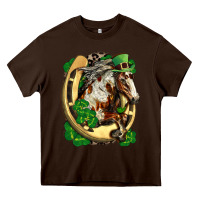Chocolate Brown Horse with horseshoe st patricks day Heavy Core Tee - FaDigitalArtStudio