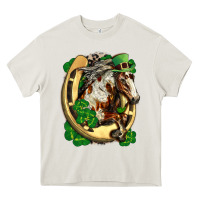 Cream Horse with horseshoe st patricks day Heavy Core Tee - FaDigitalArtStudio