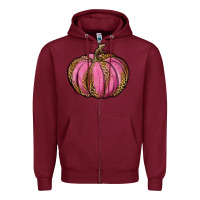 Burgundy leopard cancer pumpkin Zipper Hoodie - RanaPortraitStore