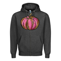 Charcoal Heather leopard cancer pumpkin Zipper Hoodie - RanaPortraitStore