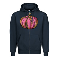 Navy leopard cancer pumpkin Zipper Hoodie - RanaPortraitStore