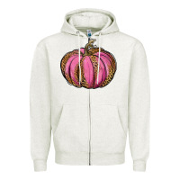 Oatmeal Heather leopard cancer pumpkin Zipper Hoodie - RanaPortraitStore