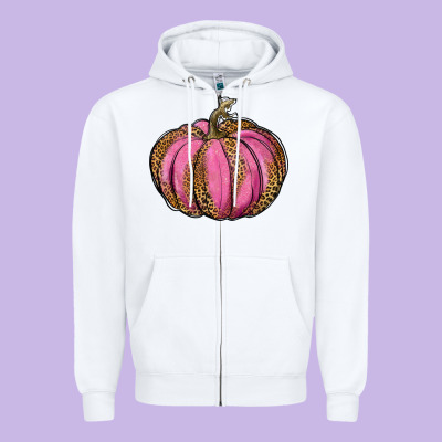 Leopard Cancer Pumpkin Zipper Hoodie Designed By Ranaportraitstore