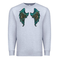 Heather Grey turquoise leopard wings Premium Sweatshirt - RanaPortraitStore
