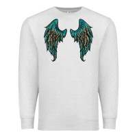 Oatmeal Heather turquoise leopard wings Premium Sweatshirt - RanaPortraitStore