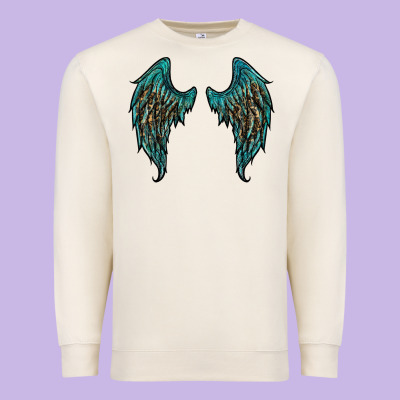 Turquoise Leopard Wings Premium Sweatshirt Designed By Ranaportraitstore
