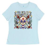 Baby Blue dia de los muertos Ladies Tee - CowhideDigitalArt