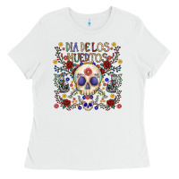 White dia de los muertos Ladies Tee - CowhideDigitalArt
