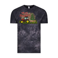 Cloud Black merry Christmas tractor tree Vintage Tee - CowhideDigitalArt