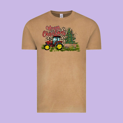 Merry Christmas Tractor Tree Vintage Tee Designed By Cowhidedigitalart