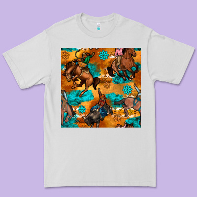 Cowboy Rodeo Seamless Pattern Premium Tee Designed By Bundleandbundleshop
