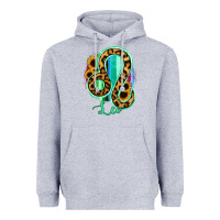 Heather Grey Leo Zodiac Sign Sunflower Leopard Serape Heavyweight Hoodie - RanaPortraitStore