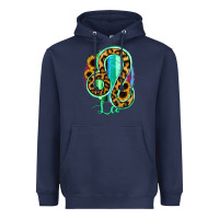 Navy Leo Zodiac Sign Sunflower Leopard Serape Heavyweight Hoodie - RanaPortraitStore