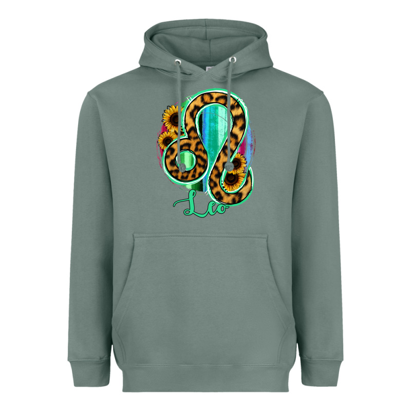 Leo Zodiac Sign Sunflower Leopard Serape Heavyweight Hoodie by RanaPortraitStore | Teevron