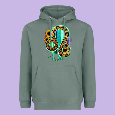 Leo Zodiac Sign Sunflower Leopard Serape Heavyweight Hoodie Designed By Ranaportraitstore