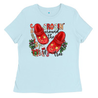 Baby Blue christmas crocin around the tree Ladies Tee - CowhideDigitalArt
