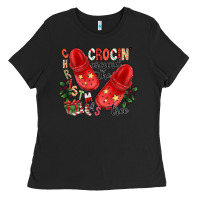 Black christmas crocin around the tree Ladies Tee - CowhideDigitalArt