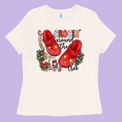 Christmas Crocin Around The Tree Ladies Tee Designed By Cowhidedigitalart
