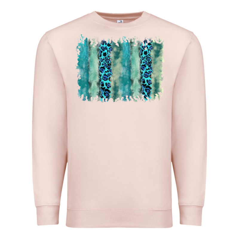 Turquoise Leopard Watercolor Brushstroke Background Premium Sweatshirt by RanaPortraitStore | Teevron