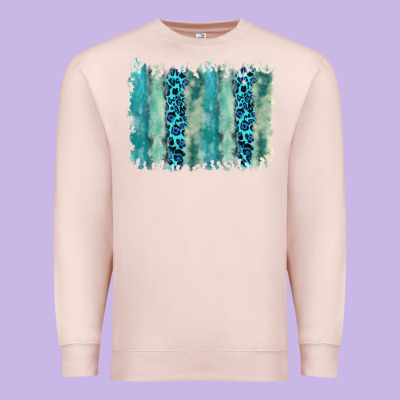 Turquoise Leopard Watercolor Brushstroke Background Premium Sweatshirt Designed By Ranaportraitstore