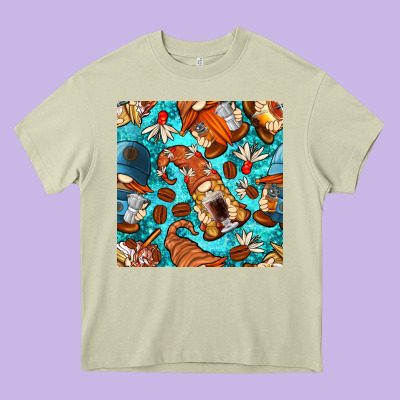 Coffee And Barista Gnomes With Glitter Seamless Pattern Bbs Heavy Core Tee Designed By Bundleandbundleshop