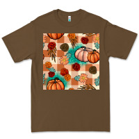Cacao floral pumpkins seamless pattern Premium Tee - BundleAndBundleShop