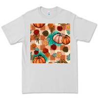 Dove Grey floral pumpkins seamless pattern Premium Tee - BundleAndBundleShop