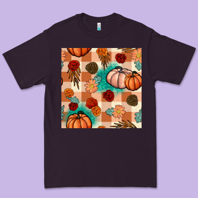 Floral Pumpkins Seamless Pattern Premium Tee Designed By Bundleandbundleshop