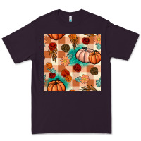 Plum floral pumpkins seamless pattern Premium Tee - BundleAndBundleShop