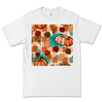 White floral pumpkins seamless pattern Premium Tee - BundleAndBundleShop