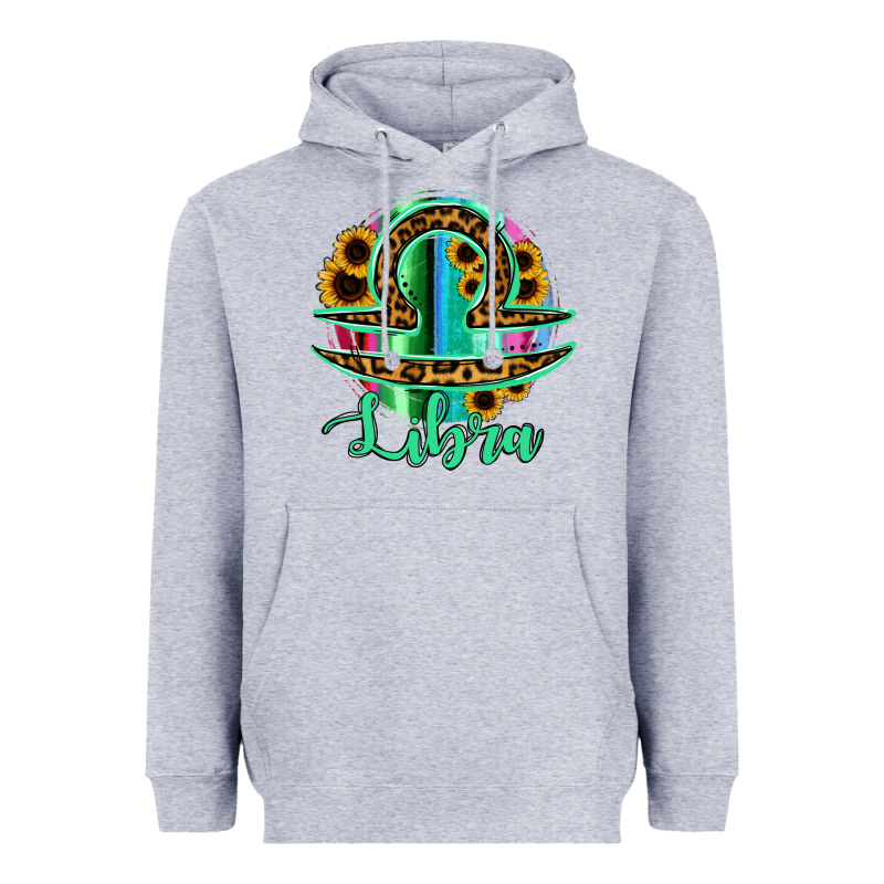 Libra Zodiac Sign Sunflower Leopard Serape Heavyweight Hoodie by RanaPortraitStore | Teevron