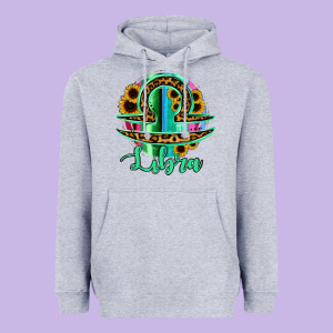 Libra Zodiac Sign Sunflower Leopard Serape Heavyweight Hoodie Designed By Ranaportraitstore
