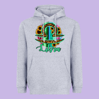 Libra Zodiac Sign Sunflower Leopard Serape Heavyweight Hoodie Designed By Ranaportraitstore