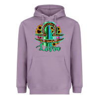 Lavender Libra Zodiac Sign Sunflower Leopard Serape Heavyweight Hoodie - RanaPortraitStore