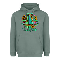 Sage Libra Zodiac Sign Sunflower Leopard Serape Heavyweight Hoodie - RanaPortraitStore