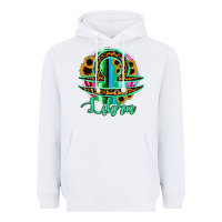 White Libra Zodiac Sign Sunflower Leopard Serape Heavyweight Hoodie - RanaPortraitStore