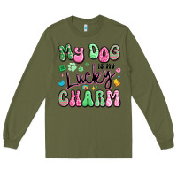 Army Green my dog is my lucky charm Long Sleeve Tee - Artiststas