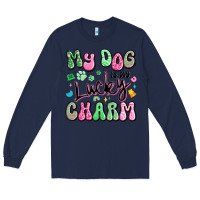 Navy my dog is my lucky charm Long Sleeve Tee - Artiststas