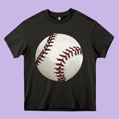 Baseball Ball Heavy Core Tee Designed By Fadigitalartstudio