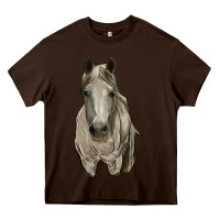 Chocolate Brown horse Heavy Core Tee - RanaPortraitStore