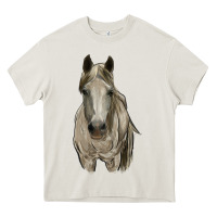 Cream horse Heavy Core Tee - RanaPortraitStore