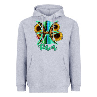Heather Grey Pisces Zodiac Sign Sunflower Leopard Serape Heavyweight Hoodie - RanaPortraitStore