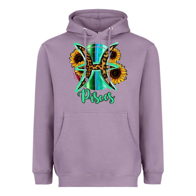 Pisces Zodiac Sign Sunflower Leopard Serape Heavyweight Hoodie by RanaPortraitStore | Teevron