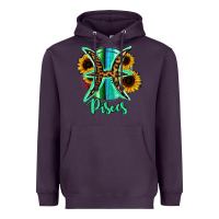 Plum Pisces Zodiac Sign Sunflower Leopard Serape Heavyweight Hoodie - RanaPortraitStore