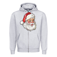 Heather Grey santa Zipper Hoodie - RanaPortraitStore