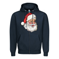 Navy santa Zipper Hoodie - RanaPortraitStore
