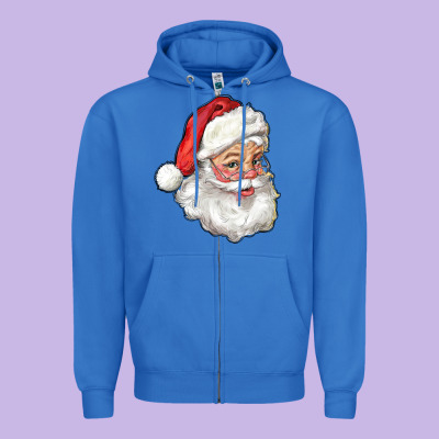Santa Zipper Hoodie Designed By Ranaportraitstore