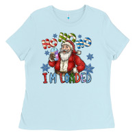 Baby Blue ho ho ho im loaded Ladies Tee - CowhideDigitalArt
