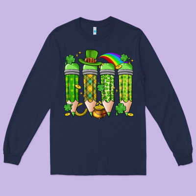 St. Patrick's Day Teacher Pencils Long Sleeve Tee Designed By Artiststas